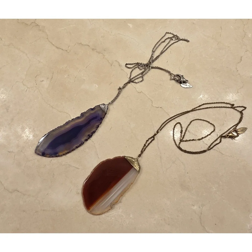 2 Coldwater Creek Agate Pendant Necklaces 31